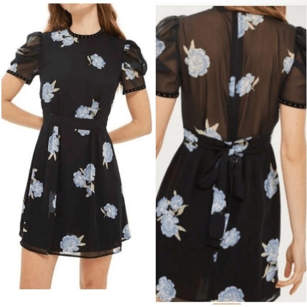 Topshop Floral Sheer Mini Dress Size 6
